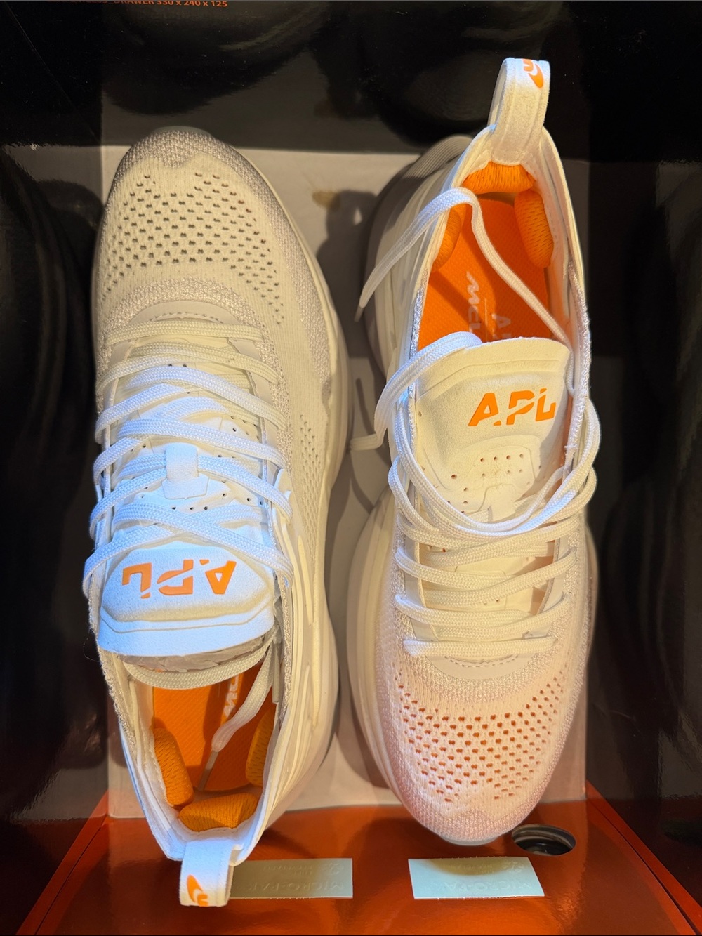 APL Men's Woman’s White & Orange Knit Running Sneakers